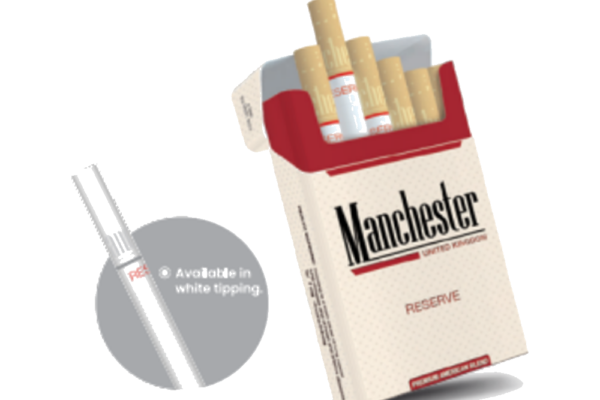 Manchester Reserve cigarette pack with white tipping detail